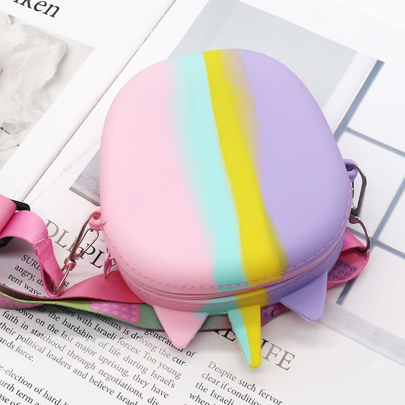 Bolsa de hombro pionero del asesino del ratón pequeña flor unicornio prensa bolsa de mensajero monedero colorido de los niños presión de la mano burbuja música