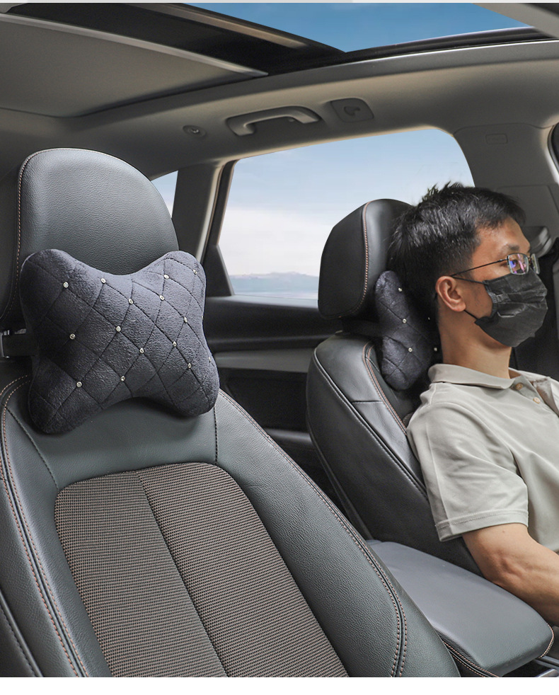Car Headrest with Nail Embroidery, Car Neck Pillow, Car Bone Pillow, Car Seat Cushion, All-Season Car Pillow