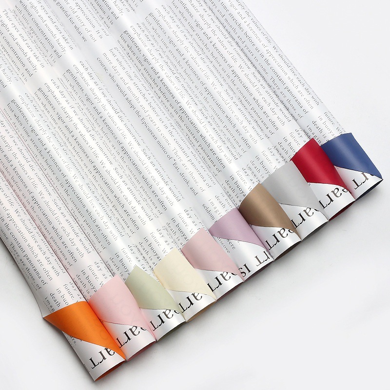 Fábrica de fiestas de flores al por mayor periódico inglés transfronterizo flor de embalaje de flores impermeable doble cara flor de embalaje flor de papel