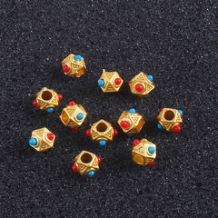 新款多彩古法金配件松石珠子手鍊項鍊隔珠手串定位珠隔珠配件批發