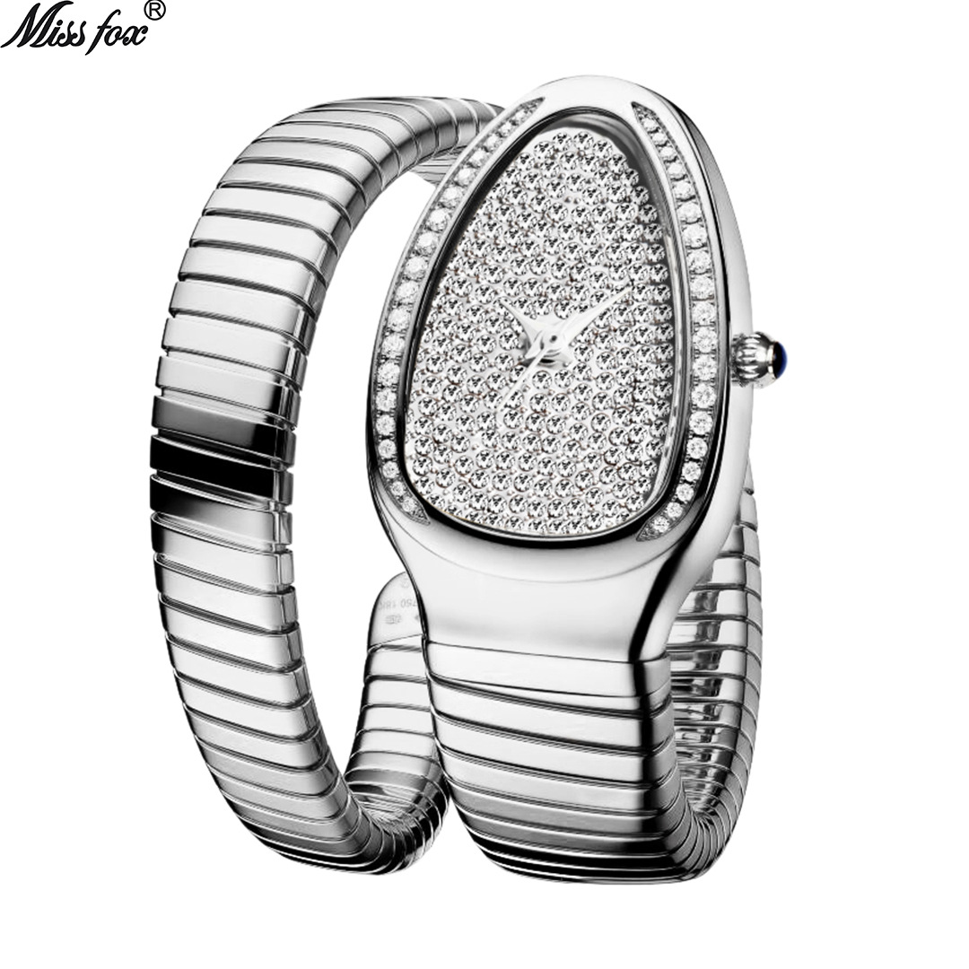 Reloj MISSFOX Baojia cabeza de serpiente de alto grado de estilo europeo y americano INS en forma de serpiente único reloj de mujer de moda