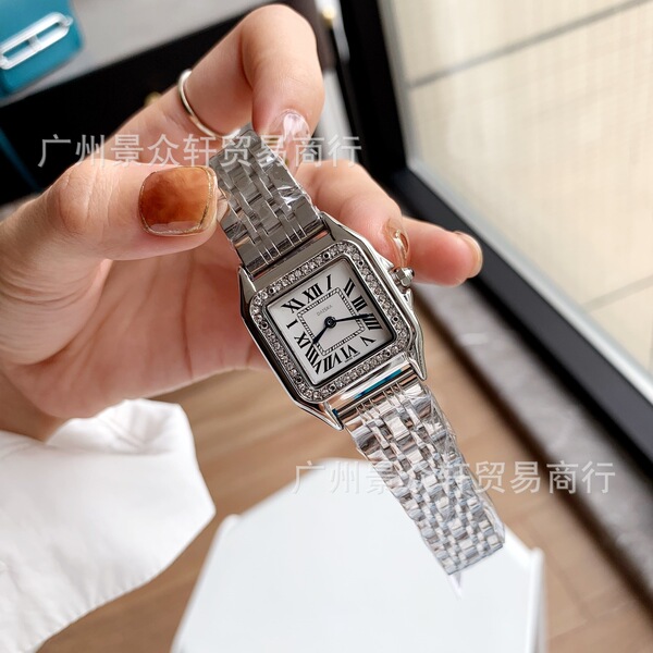 Classic retro square quartz steel belt