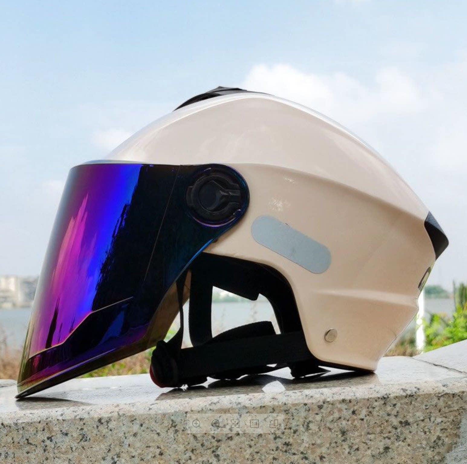 Summer electric vehicle dual-mirror sun protection safety helmet for men and women, 3C anti-UV half helmet, breathable motorcycle riding safety helmet
