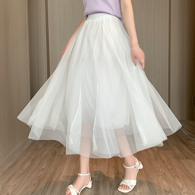 Loose Mesh Princess Skirt for Women, High-Waisted and Slimming, Spring/Summer 2026 New A-Line Long Skirt, Mid-Length Skirt for Women