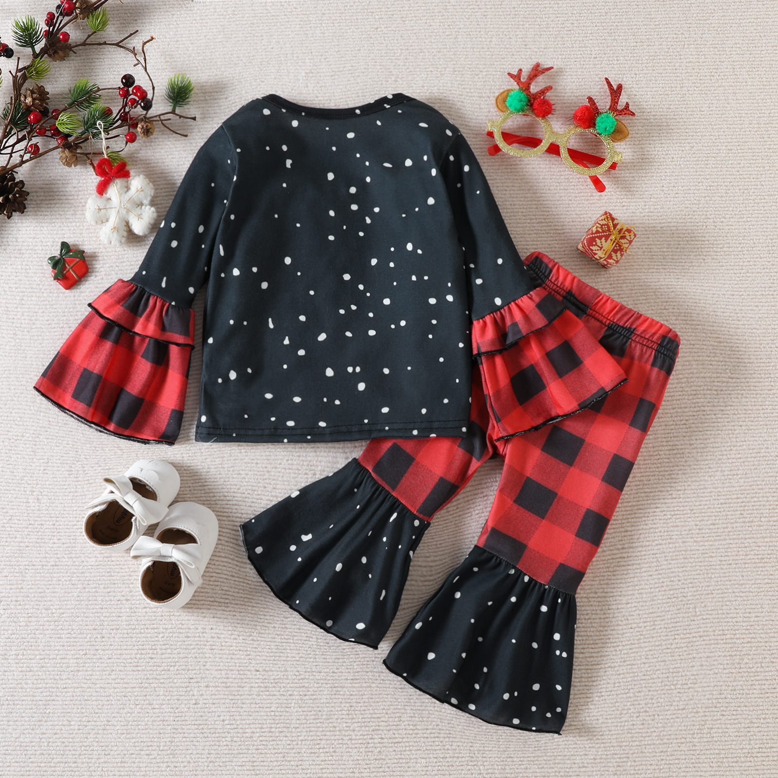 Fashion Castle Plaid Printing Cotton Blend Polyester Girls Clothing Sets display picture 2