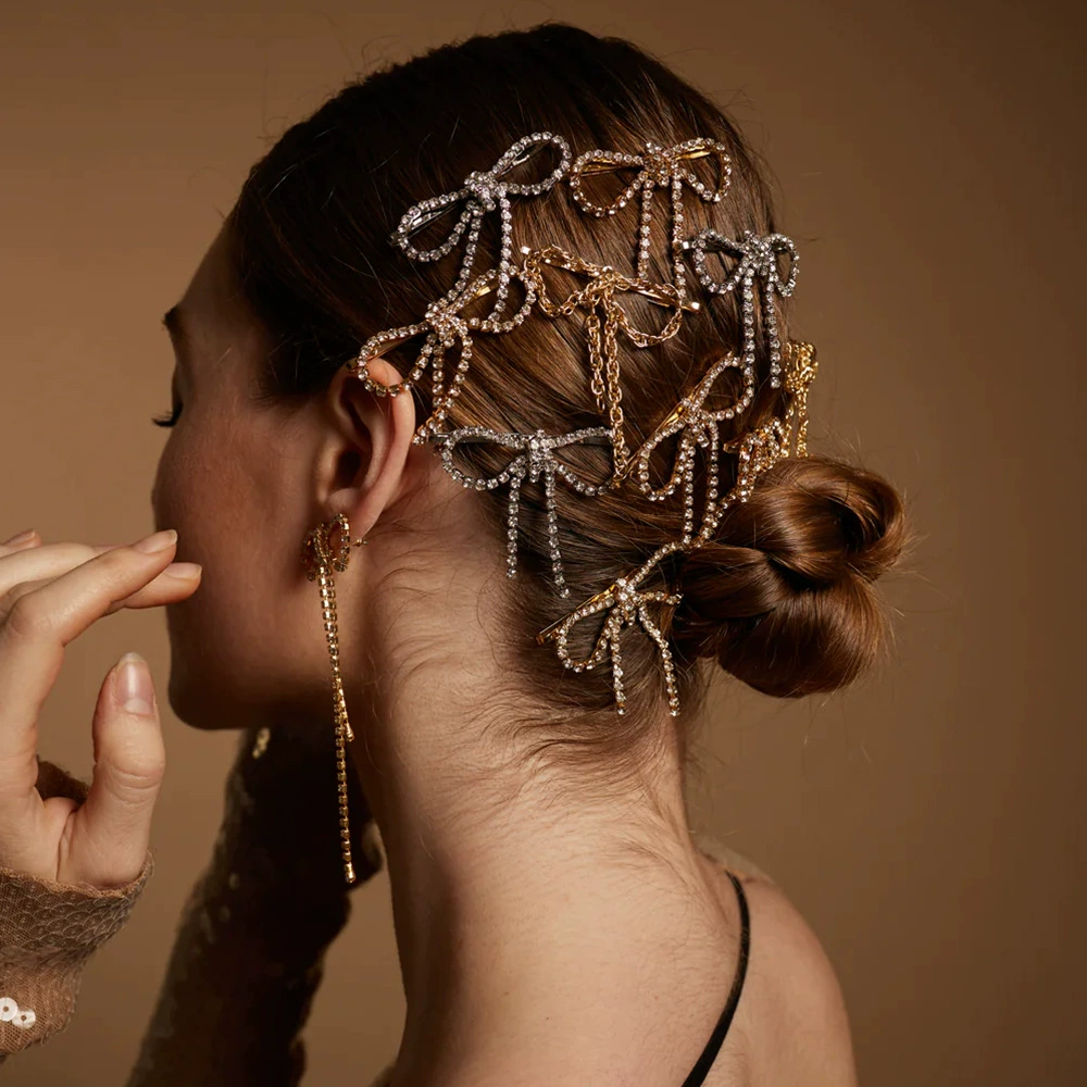 Новая корейская версия сладкого темпераментного банта с заколками на боковой стороне