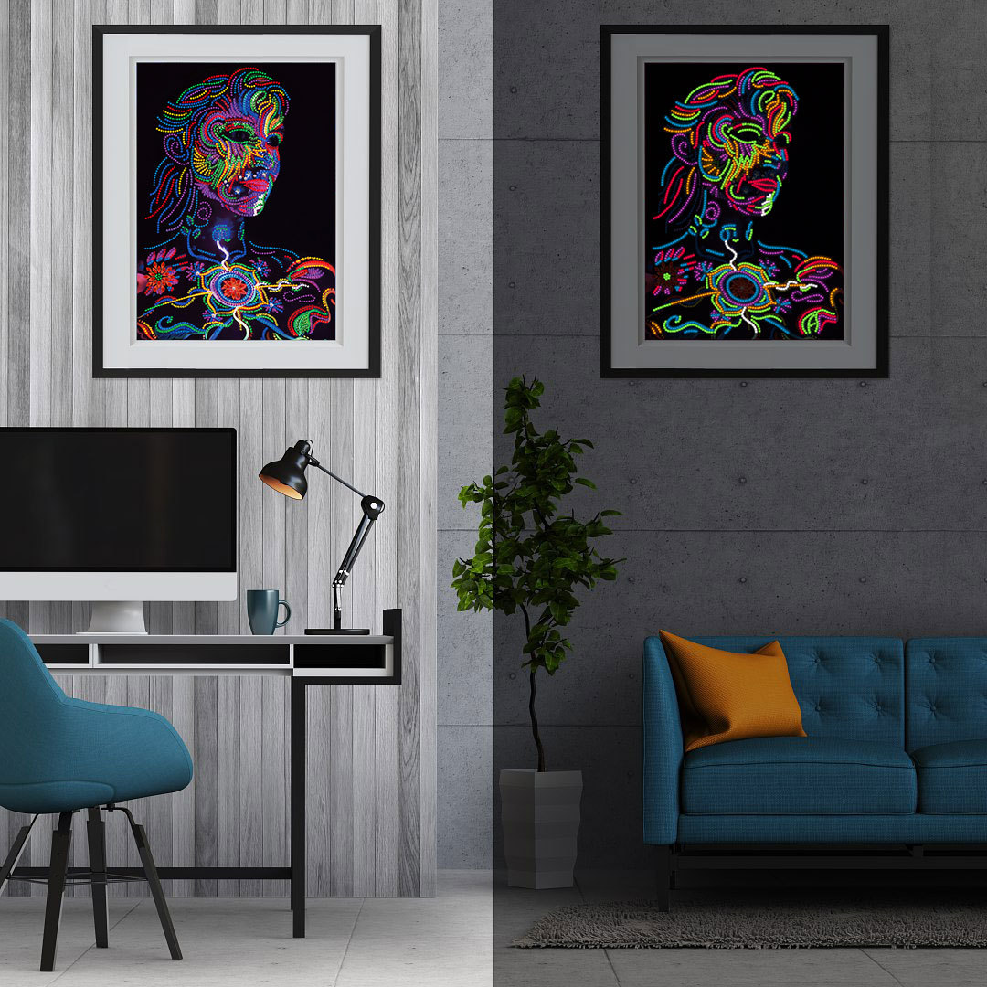 Explosiones transfronterizas pinturas de diamantes luminosas hechas a mano dormitorio sala de estar pinturas de diamantes perimetrales decoración luminosa sin marco