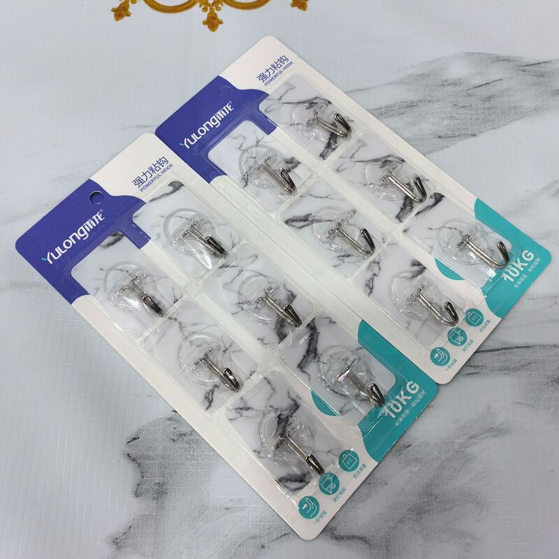 Suction Card Six Marble Pattern Non-marking Sticky Hook Household Strong Non-punching Non-marking Hook Coat Hook Towel Hook