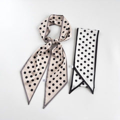 時尚波點緞面飄帶女ins風設計感絲滑髮帶綁包絲巾職業領巾潮批發