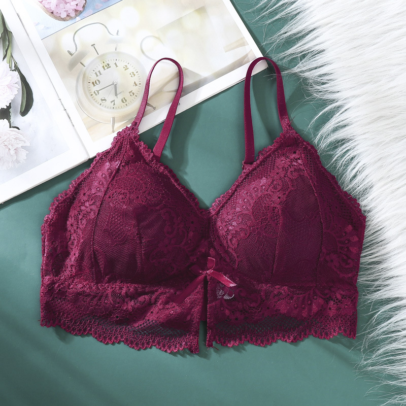 Ropa interior inalámbrica de las mujeres verano Delgado encaje sexy espalda envuelta pecho de una pieza empuja hacia arriba el sujetador de la correa