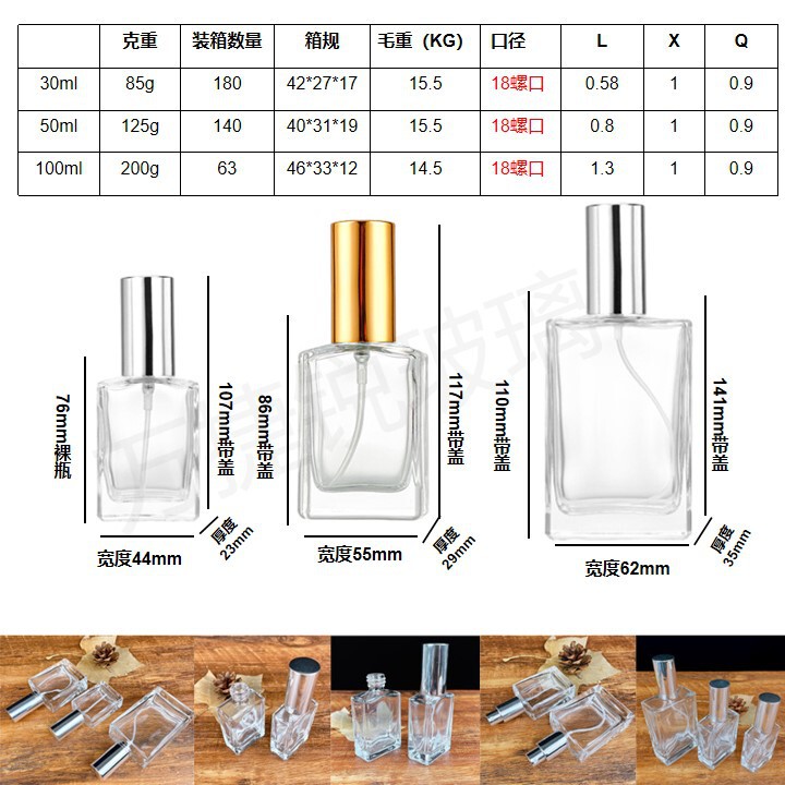 スポット卸売り透明ガラス香水瓶クリップ瓶ポータブルスプレー30ml 50ml 100ml香水瓶|undefined