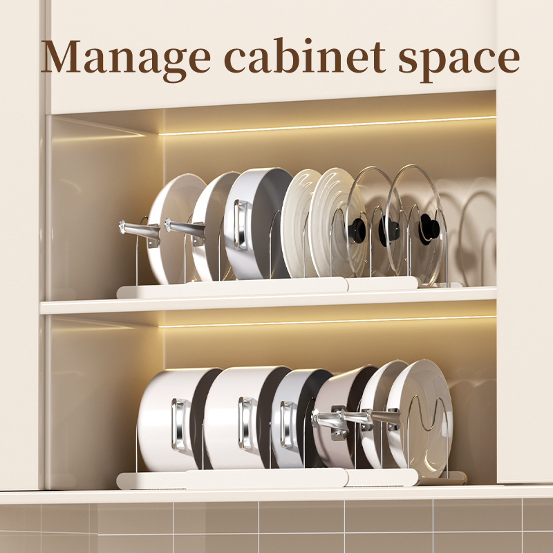 クロスボーダー爆型鍋具収納棚多層調節可能な台所棚多機能デスクトップ伸縮可能な鍋蓋棚|undefined