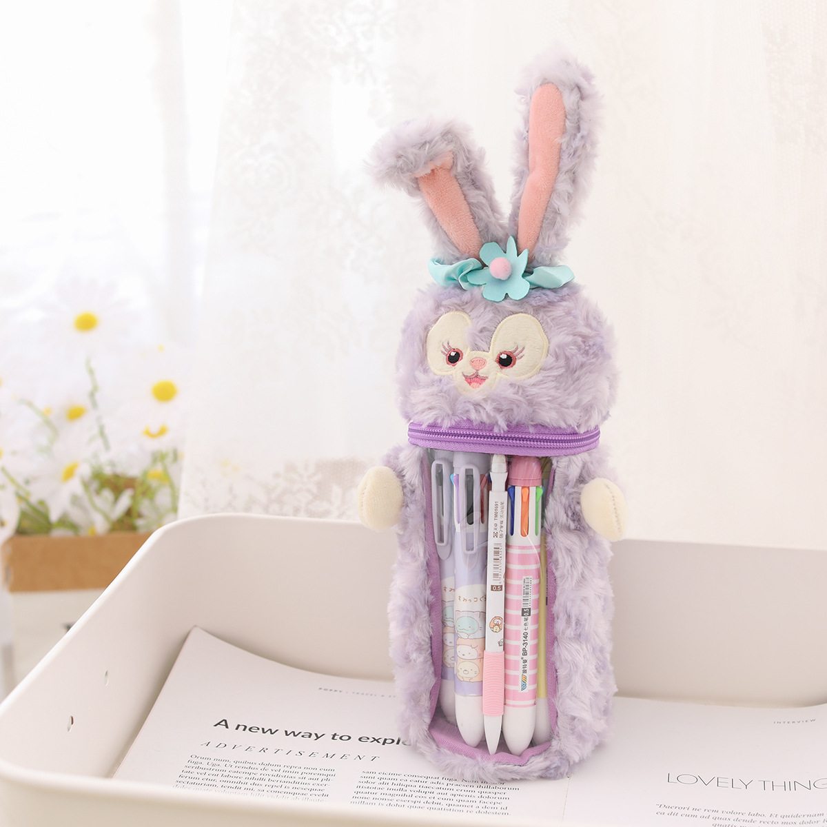 Japonés de dibujos animados lindo estrella Delu coolomi peluche lápiz caso titular la pluma popular chica corazón bolsa almacenamiento transparente regalo