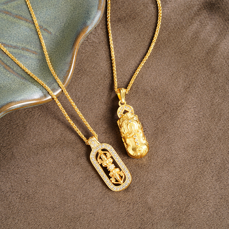 Vietnam Sha Jin Zhong engullir oro bestia oro colgante de palo de oro mujer Hulu Wei * nieve con el mismo collar Chopin no se desvanece