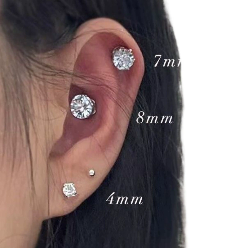 Earrings, zirconium, brand ear clips, simple and elegant design, no pierced ears