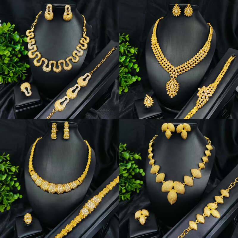 European and American Style Bridal Evening Dress Diamond Necklace, Elegant and Exaggerated Clavicle Chain, Earring Set, Wholesale Collection, Bracelet