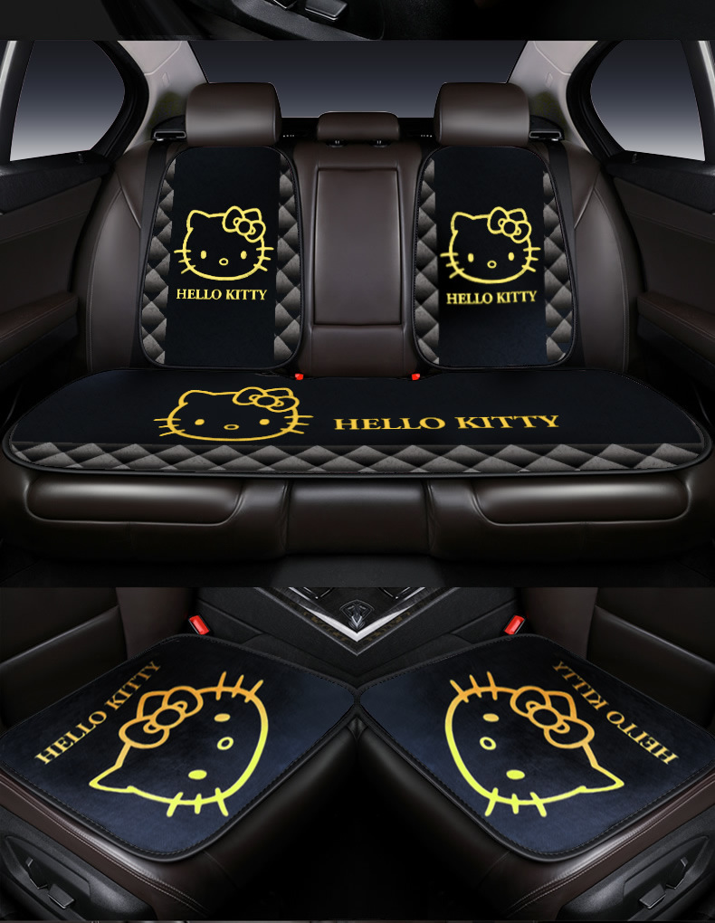 kitty cartoon car cushion single piece three-piece set goddess Four Seasons universal small waist summer car cushion Main driving