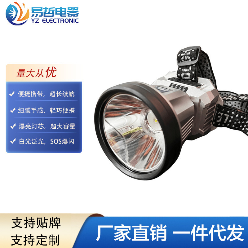 跨境新款防水大功率led长续航户外超亮强光头戴式充电锂电头灯|undefined