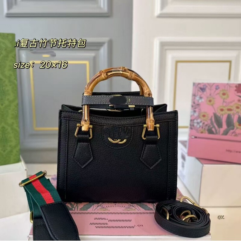 New Portable Bamboo Bag Large Capacity Simple Women's Bag Handbag High-end Retro Shoulder Crossbody Tote Bag