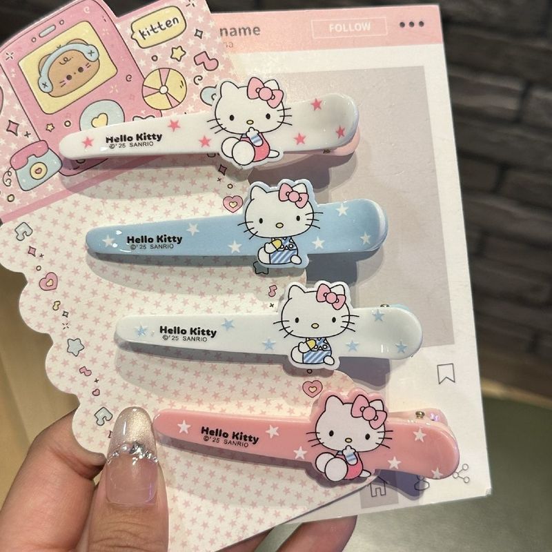 かわいいスター KT 猫アヒル口クリップ新しい甘い女の子サイド前髪クリップドーパミンカラー漫画ヘアクリップ|undefined