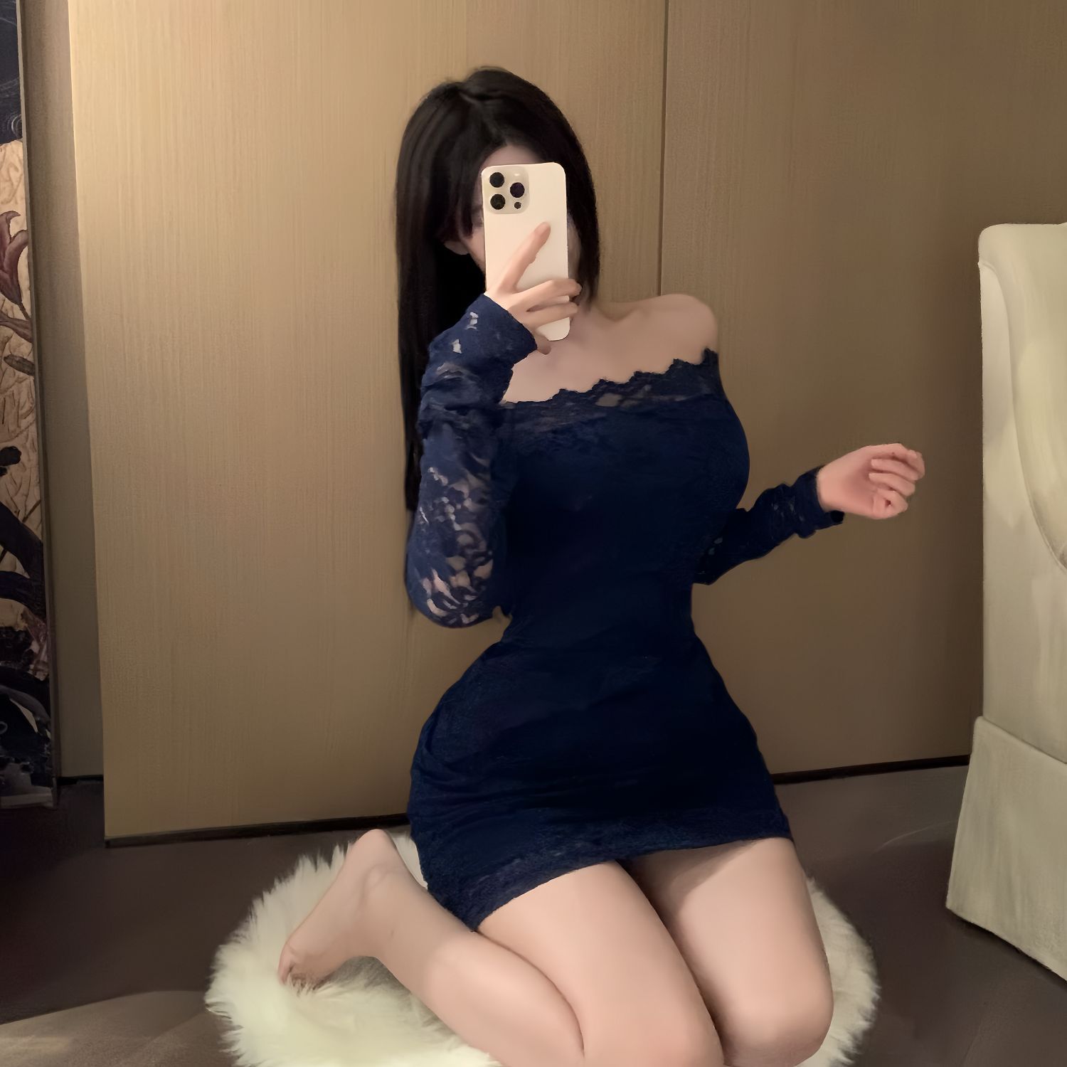 4392 블루 레이스 잠옷