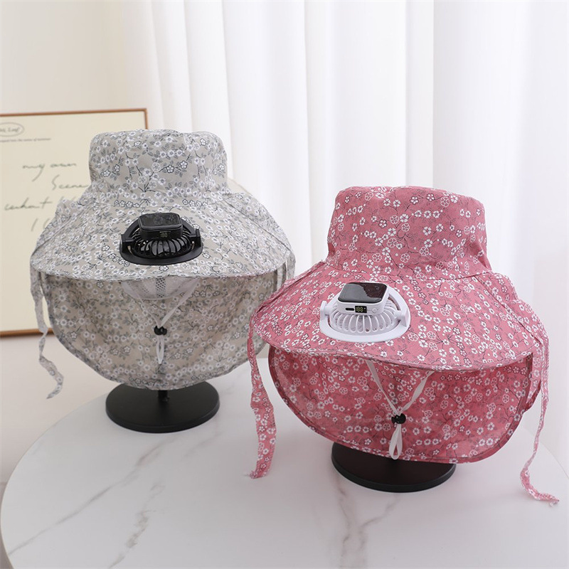 새로운 선 스크린 모자 마스크 통기성 여성의 여름 태양 모자 야외 필드 태양 충전 팬 차 따기 모자