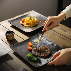 日式創意長方形陶瓷盤子牛排盤西餐盤壽司盤日式料理菜盤家用餐具