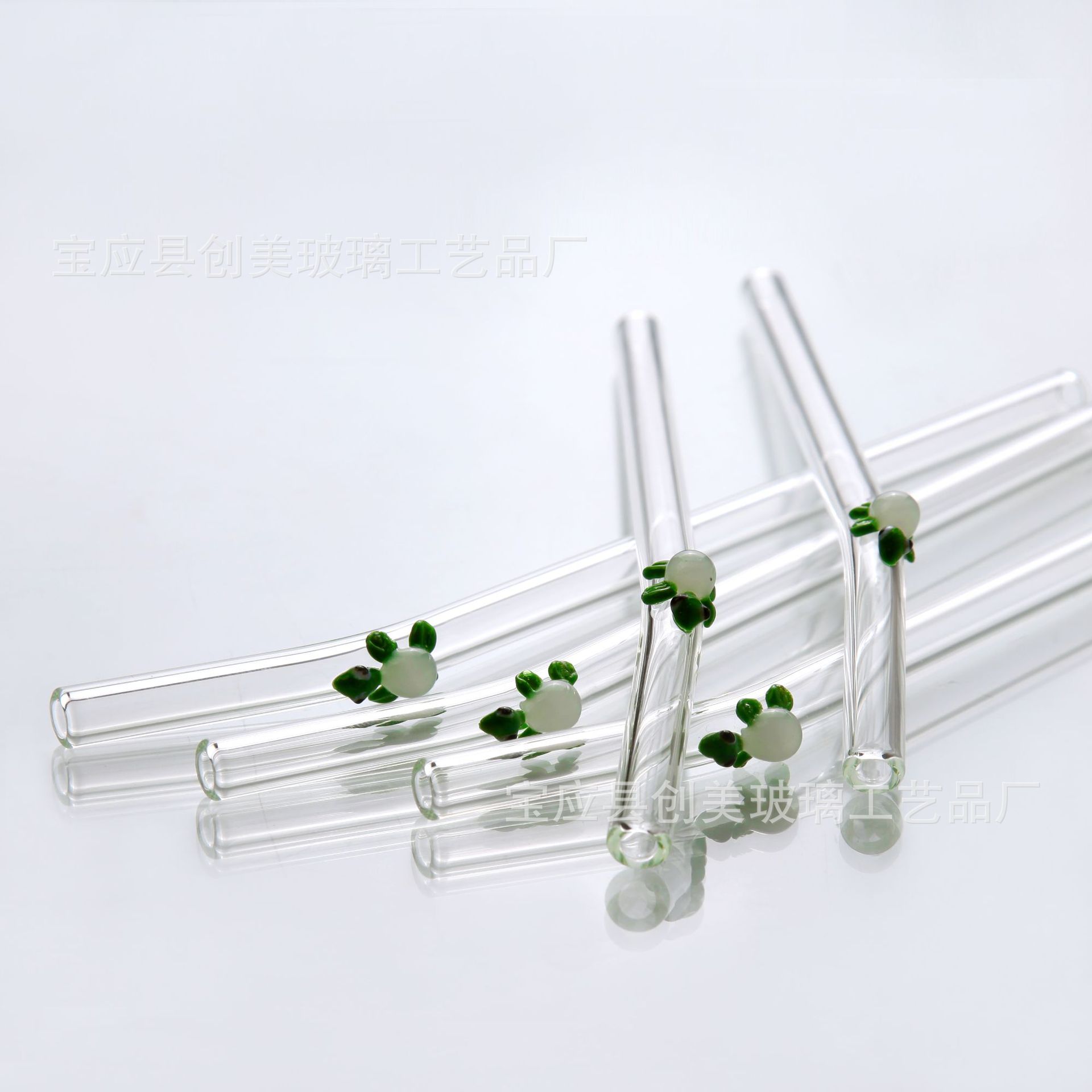 Paja de vidrio borosilicato al por mayor paja de vidrio de color pequeña flor paja de dibujos animados de vidrio leche té paja