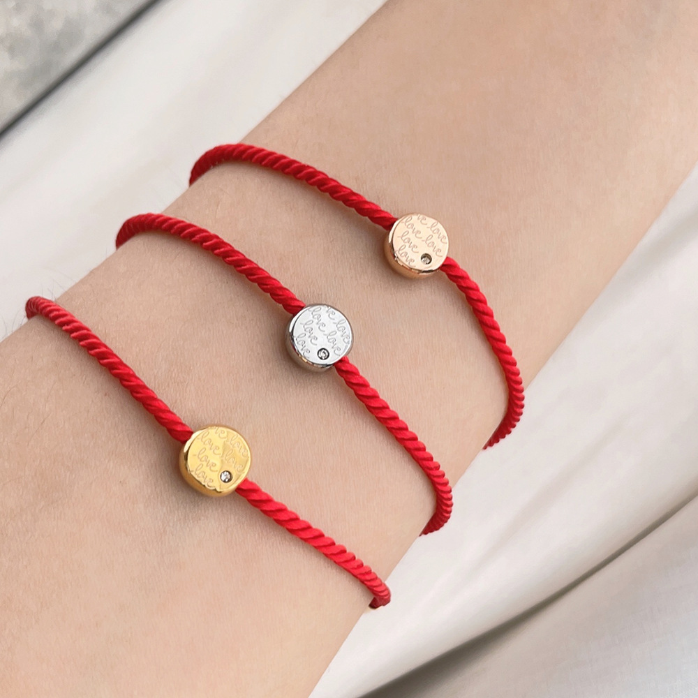New Korean Style Ins Style Red Rope Safety Bracelet with Diamonds for Women, Versatile Good Luck Wholesale