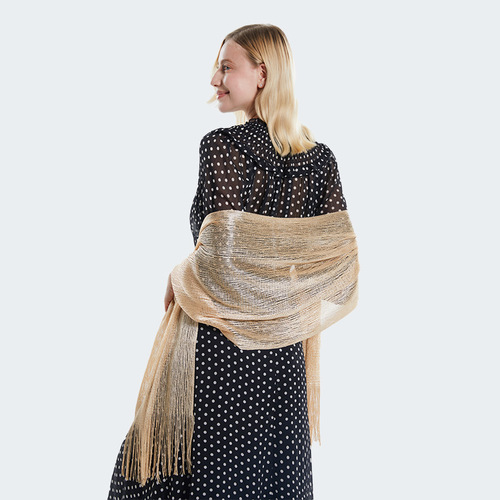 Year-round European and American-style sexy flat long beard solid-color sun-protection shawl scarf | Fashionable women's split-end scarf