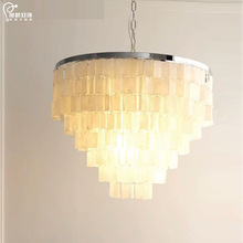 跨境中古灯具天然贝壳主卧室枝形吊灯餐厅美式复古侘寂风中山工厂