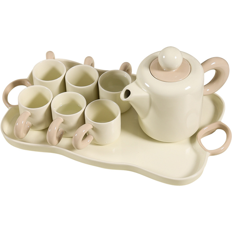 Tazas de agua de cerámica de viento de crema set de tazas de té tetera de té de lujo sala de estar regalo de cumpleaños de boda