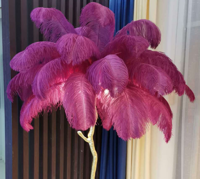 Transfronteriza original de cobre araña de plumas de lujo luz dormitorio sala de estar popular araña de plumas de avestruz