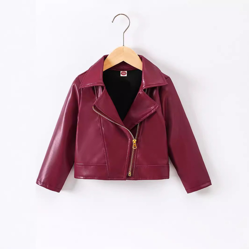 Cross-border foreign trade children's clothing 2024 autumn and winter children's British style European and American leather coat cycling pu girls' jacket leather clothing