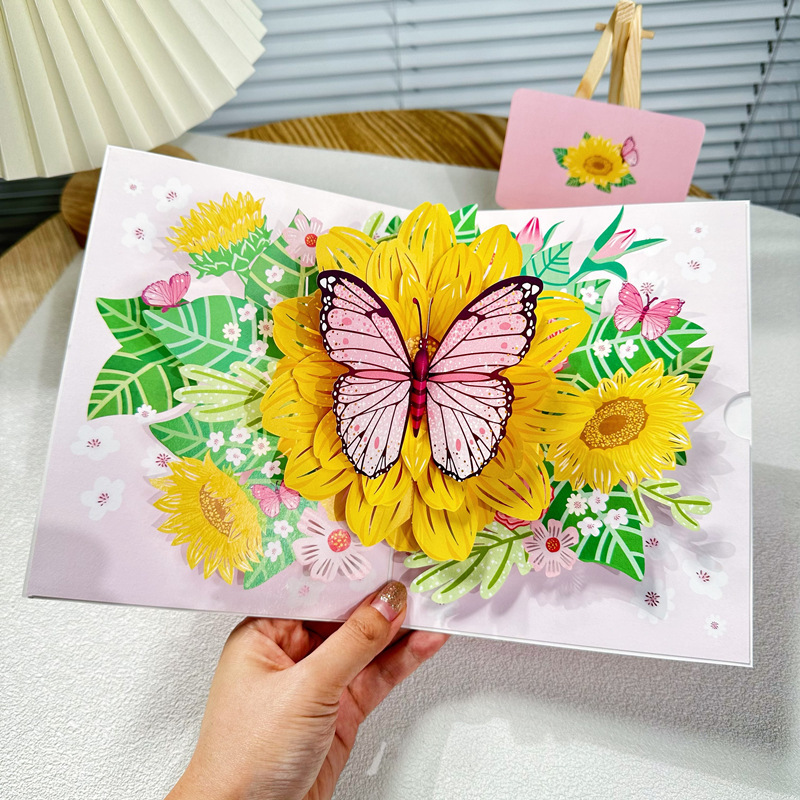 新しい教師の日立体グリーティングカード 3D 花束誕生日カード感謝祭ギフト教師のためのクロスボーダー工場卸売|undefined