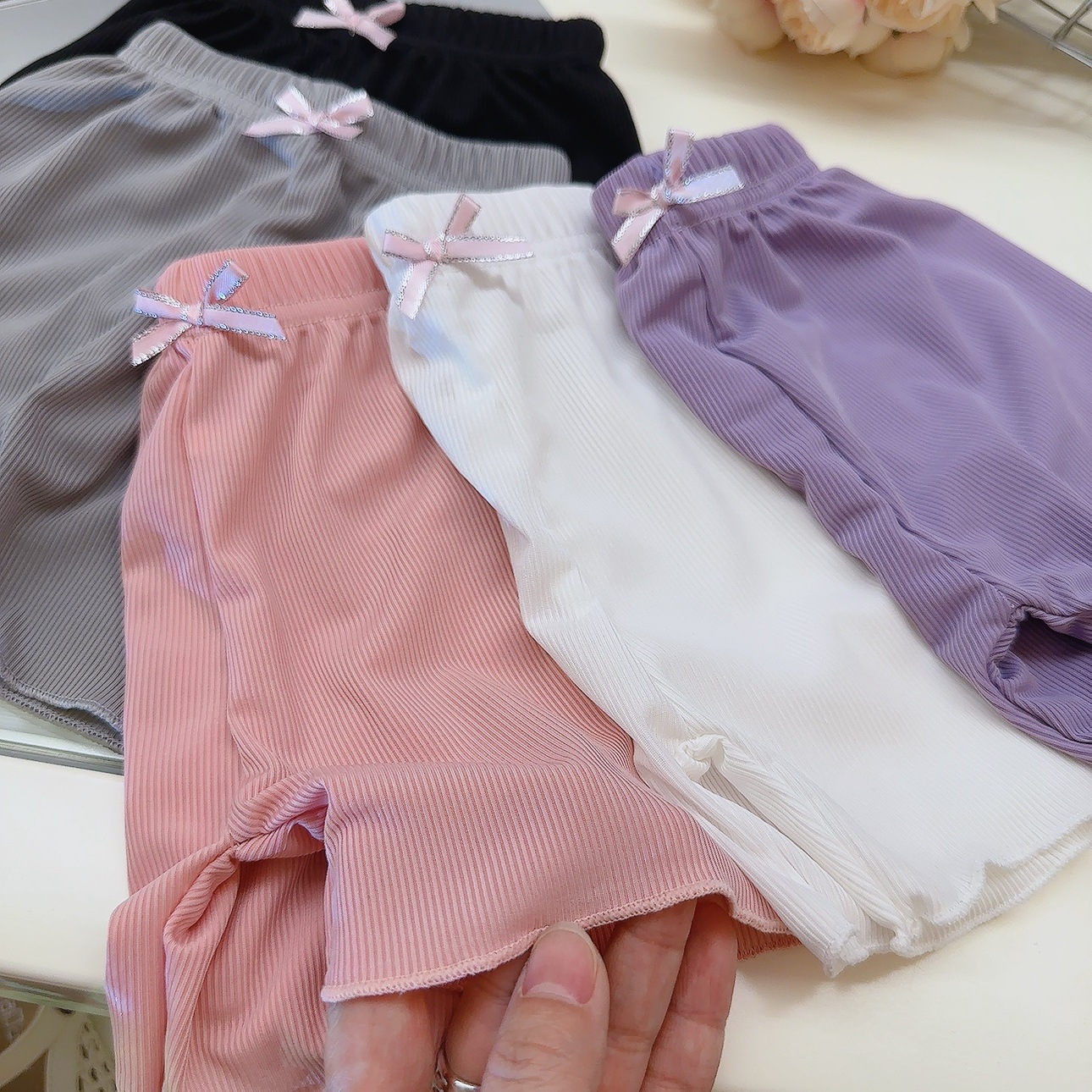 2025 Girls' Summer Thin Ice Silk Pants, Safety Pants for Toddlers and Children, Versatile and Comfortable Straight Leg Pants