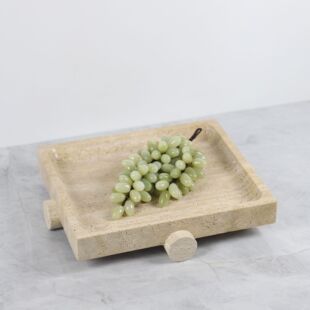 New Chinese Style Light Luxury Marble Tray B&B Tea Room Hotel Model Room Living Room High-End Decorative Yellow Marble Fruit Plate