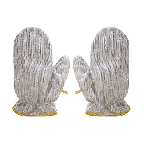 Thickened Silver Wire Dishwashing Gloves, Waterproof and Anti-Scalding Kitchen Cleaning Brush, Silver Wire Decontamination Brush, Pot Artifact, Wear-Resistant and Does Not Hurt Hands