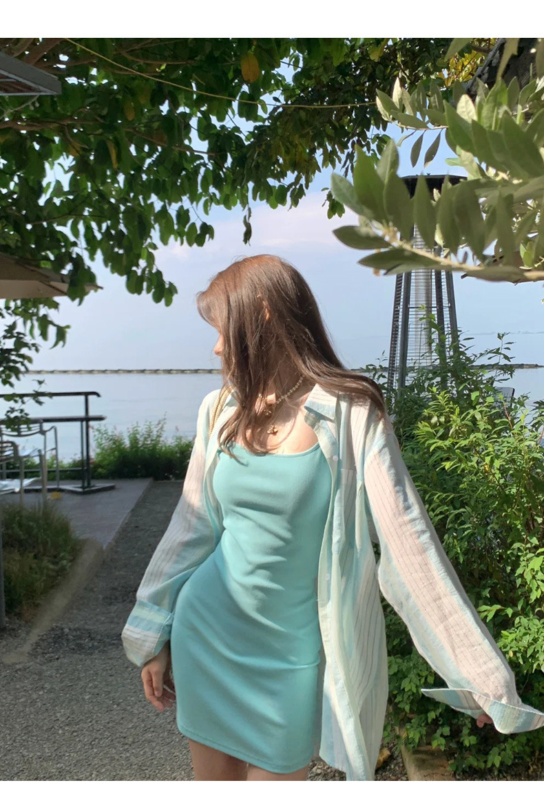 Summer Mint A-Line Dress with Halter Neck