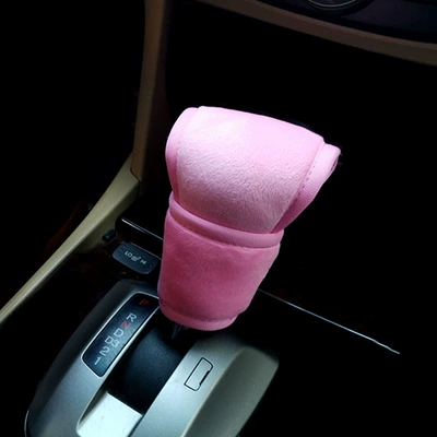 Car Gear Cover, Handbrake Sürətlər qutusu və əl tormozu başlıqları - pink-velvet-blocking-cover