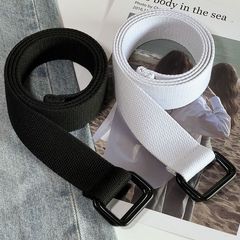 学生ズックベルトデニム装飾ダブルリングバックルベルト純色男女通用ファッションファッションファッション織りズボンベルト