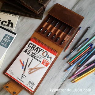 A5 Sketchbook Cover Protective Cover with Pen Clip Pen Cover Multifunctional Diary Leather Cover Sketching
