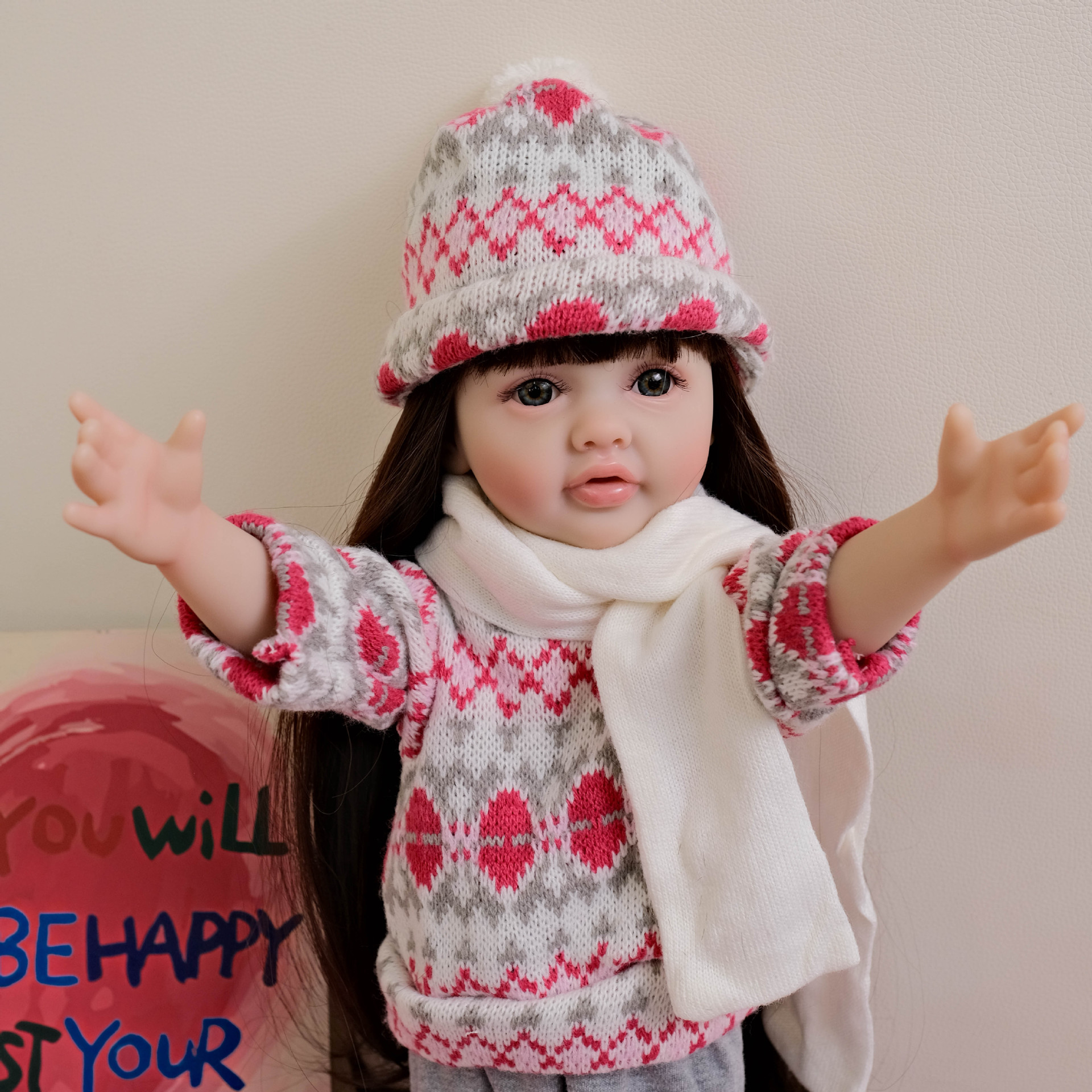 NPK 18 pulgadas impresión suéter gris pantalones Betty todo pegamento simulación muñeca regalos de vacaciones para niños