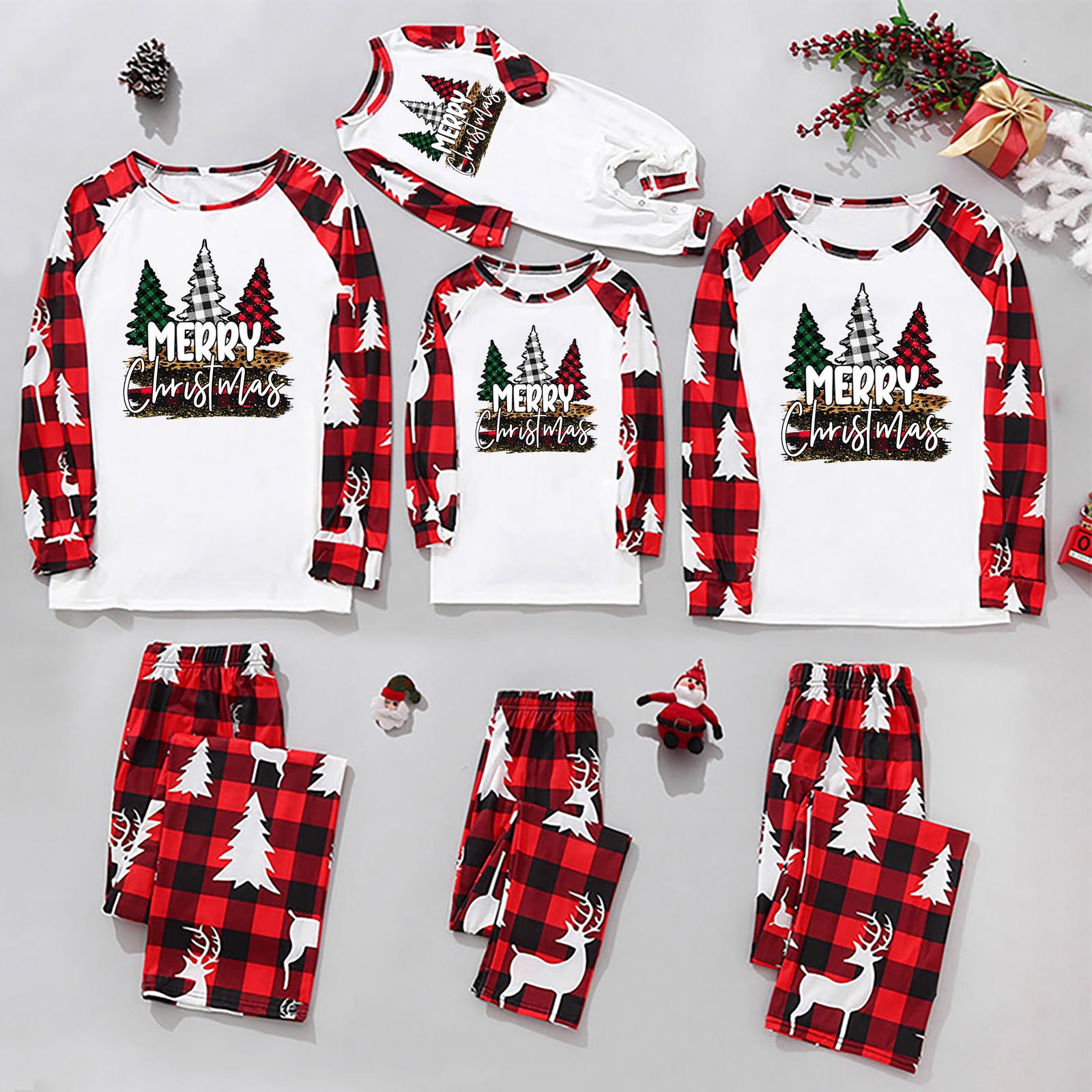 Casual Letter Plaid Cotton Blend Pants Sets Straight Pants T-shirt Family Matching Outfits display picture 2