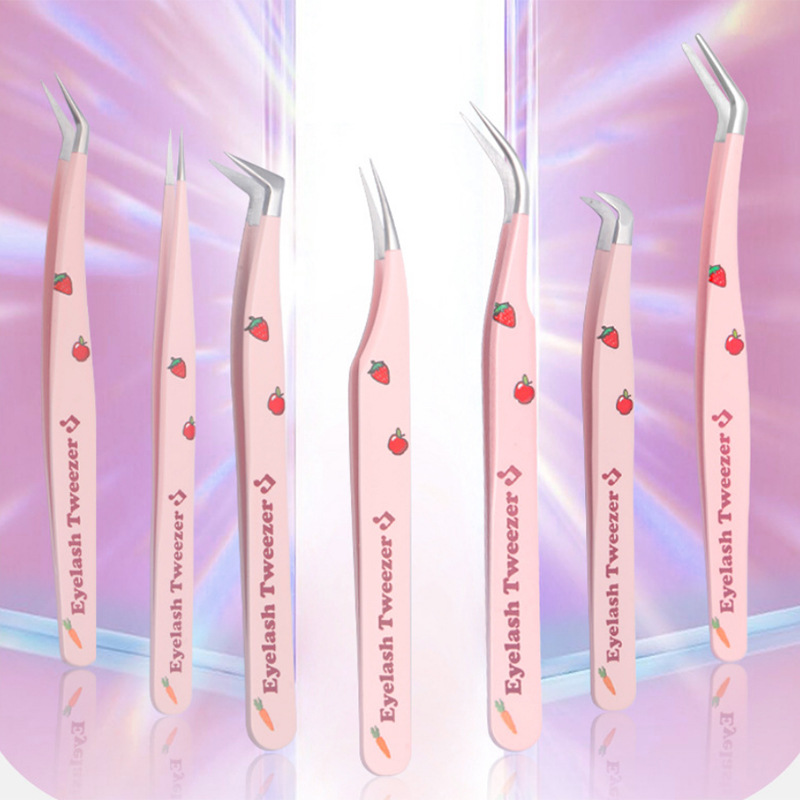DIY Creative Spray-Painted False Eyelash Tweezers with Precision Grip for Eyelash Technicians, Gold Feather Tweezers for Beginners, Eyelash Extension Tweezers