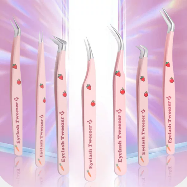 DIY Creative Spray-Painted False Eyelash Tweezers with Precision Grip for Eyelash Technicians, Gold Feather Tweezers for Beginners, Eyelash Extension Tweezers