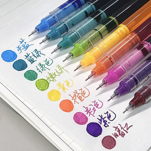 Direct-liquid quick-drying ballpoint pen, carbon pen for college students, journaling pen, colorful neutral pen for highlighting notes, water-based pen