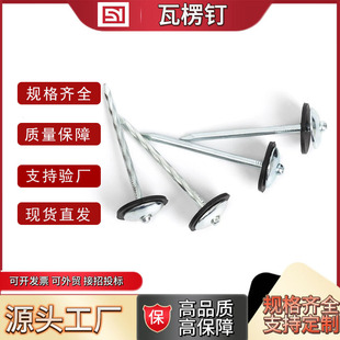 工厂直发螺纹带帽麻杆瓦楞钉抛光搓丝伞钉屋顶钉建筑组合铁钉伞钉-阿里巴巴