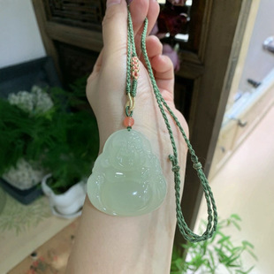 Hetian jade Maitreya Buddha, clear water material, ice permeable and moist, jade delicate, carved laughing Buddha, Fu Er double hanging