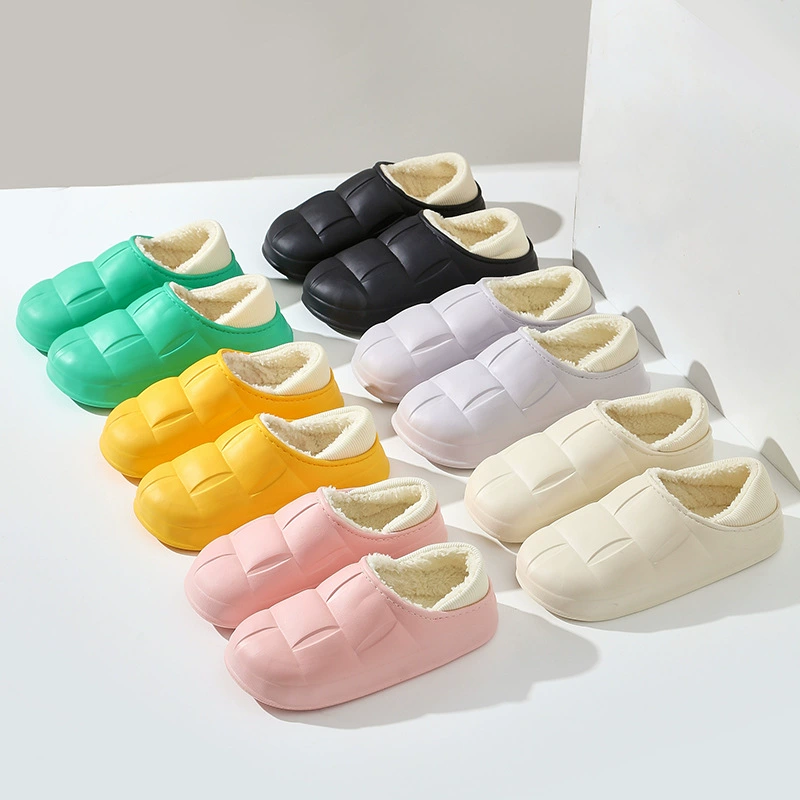 2024 новые сумки и водонепроницаемые хлопчатобумажные тапочки женские осенние и зимние домашние сети красные толстые подошвы EVA хлопчатобумажные тапочки для теплой наружной одежды